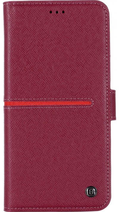 iPhone 12 / 12 Pro Case Hülle - GEBEi Yaqi series Luxus, Echtleder, Kartenhalter, Videohalter - Rot
