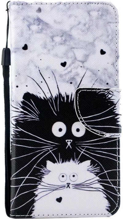 Hülle iPhone XR - Flip Schwarz-weiße Katze