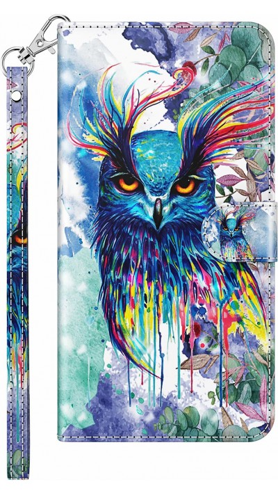 Hülle iPhone 16e - 3D Flip Bunte Eule