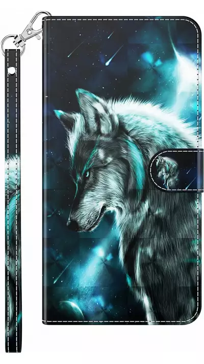 Hülle iPhone 14 Pro - 3D Flip Wolf Universe