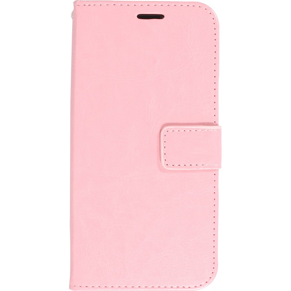 iPhone 15 Case Hülle - Premium Flip Leder Tasche - Hellrosa