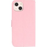 iPhone 15 Case Hülle - Premium Flip Leder Tasche - Hellrosa