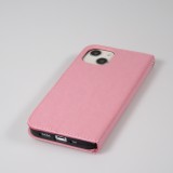 iPhone 15 Case Hülle - Premium Flip Leder Tasche - Hellrosa