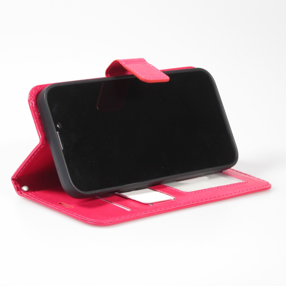 Fourre Samsung Galaxy S24 FE - Premium Flip cuir lisse porte-cartes - Rose foncé