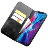 iPhone 14 Pro Case Hülle - Qialino Flip Echtleder - Schwarz