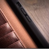 iPhone 14 Pro Case Hülle - Qialino Flip Echtleder - Schwarz