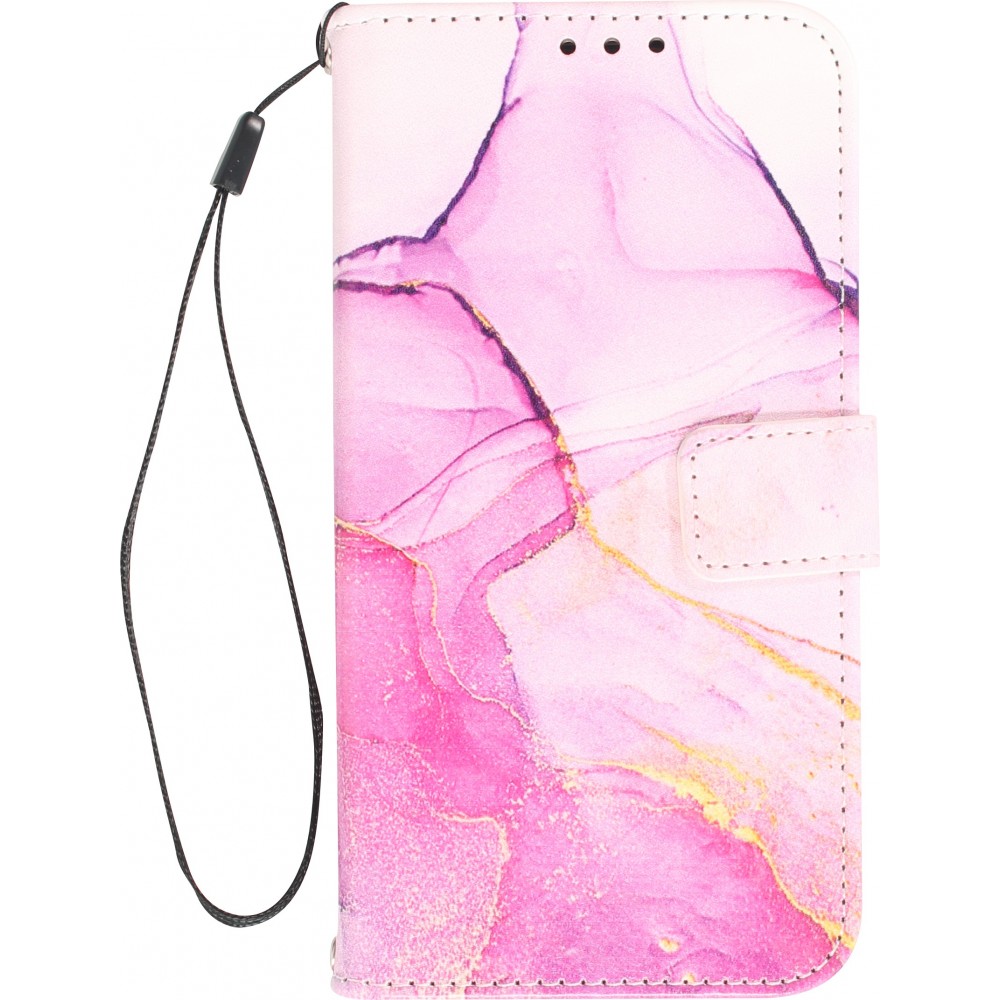 iPhone 12 / 12 Pro Case Hülle - Flip Wallet Liquid Color mit Magnet Verschluss - Purple Sunset