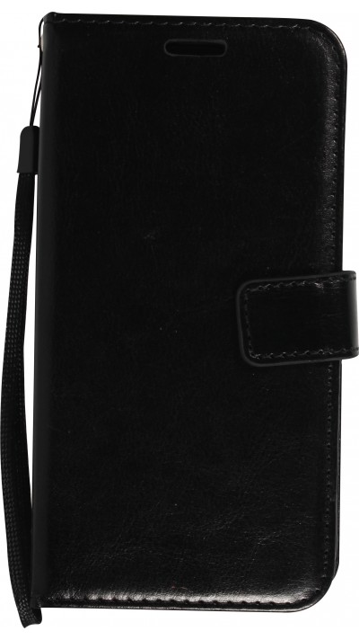 iPhone 14 Pro Max Case Hülle - Premium Flip Leder Tasche - Schwarz