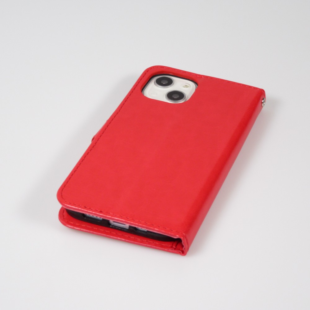 iPhone 13 mini Case Hülle - Premium Flip Leder Tasche - Rot
