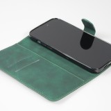 iPhone 15 Plus Case Hülle - 3D Flip Kunstleder Auge des Tigers - Grün