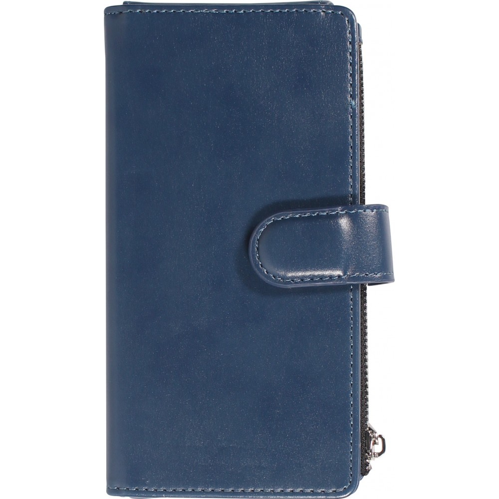 iPhone 14 Pro Max Case Hülle - Brieftaschen-Hülle luxuriös und raffiniert mit Magnet Verschluss & Münz- und Kartenfach  - Blau