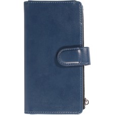 iPhone 14 Pro Max Case Hülle - Brieftaschen-Hülle luxuriös und raffiniert mit Magnet Verschluss & Münz- und Kartenfach  - Blau