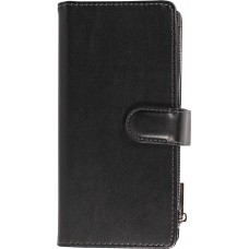 iPhone 15 Pro Case Hülle - Brieftaschen-Hülle luxuriös und raffiniert mit Magnet Verschluss & Münz- und Kartenfach  - Schwarz