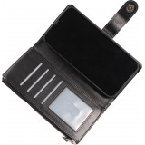 iPhone 15 Pro Case Hülle - Brieftaschen-Hülle luxuriös und raffiniert mit Magnet Verschluss & Münz- und Kartenfach  - Schwarz