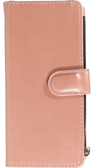 iPhone 15 Pro Max Case Hülle - Brieftaschen-Hülle luxuriös und raffiniert mit Magnet Verschluss & Münz- und Kartenfach  - Rosa