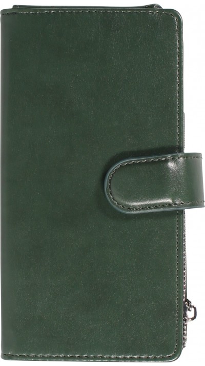 iPhone 15 Pro Max Case Hülle - Brieftaschen-Hülle luxuriös und raffiniert mit Magnet Verschluss & Münz- und Kartenfach  - Grün