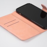 iPhone 15 Pro Case Hülle - 3D Flip Kunstleder Auge des Tigers - Rosa