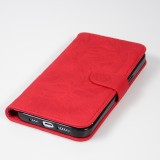 Fourre iPhone 15 Pro Max - Flip 3D en similicuir Oeil du tigre - Rouge