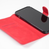 Fourre iPhone 15 Pro Max - Flip 3D en similicuir Oeil du tigre - Rouge