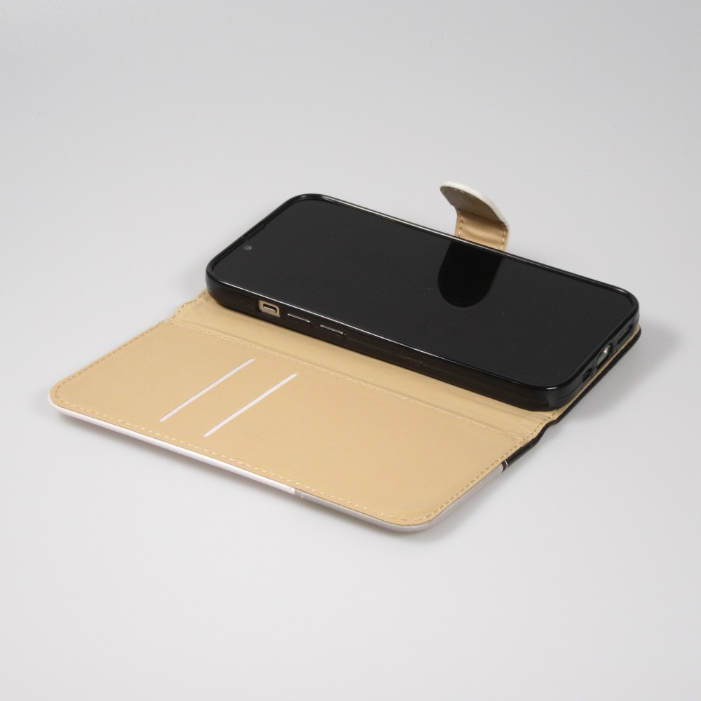 iPhone 14 Pro Max Case Hülle - Flip Geometrisch - Schwarz & weiss