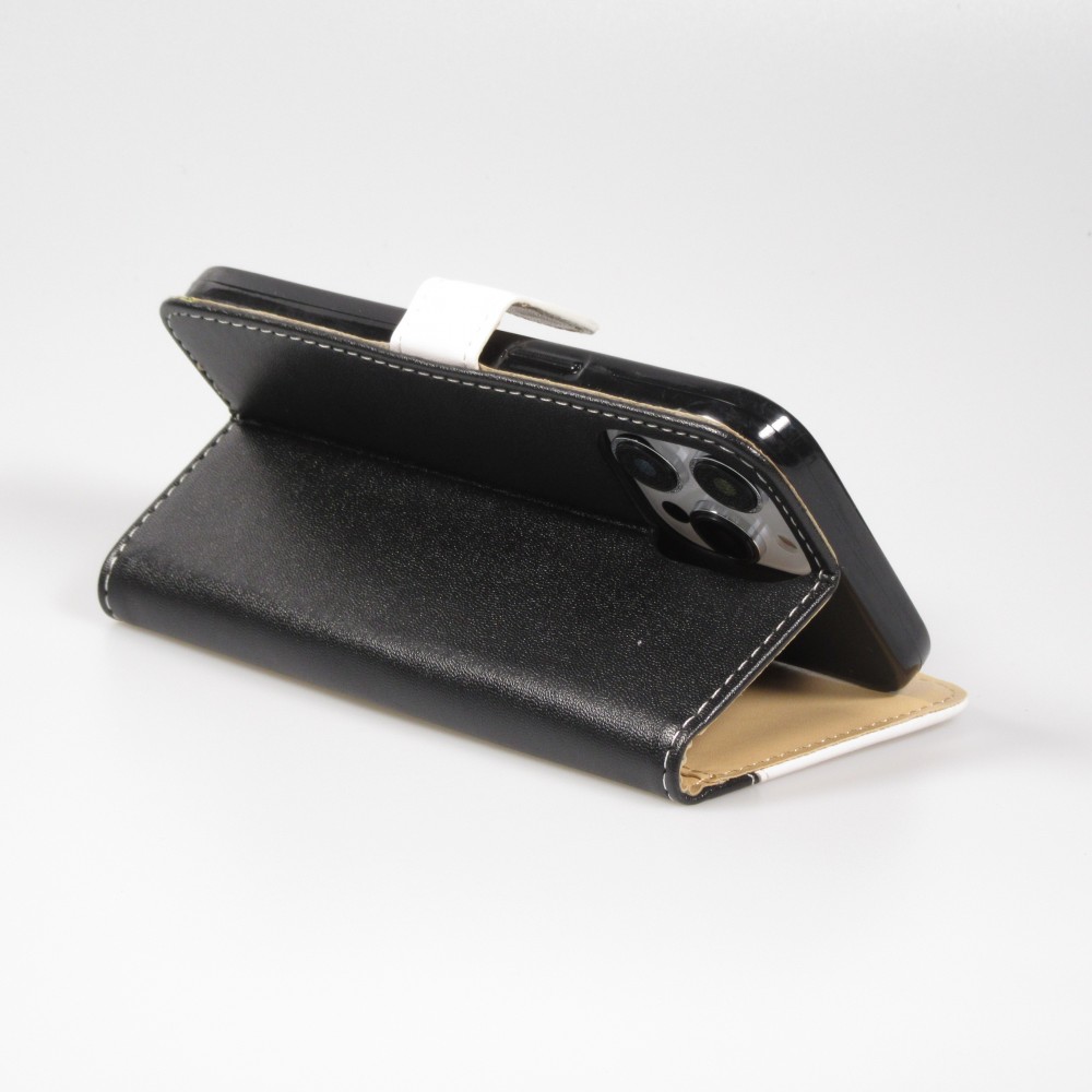 iPhone 14 Pro Max Case Hülle - Flip Geometrisch - Schwarz & weiss