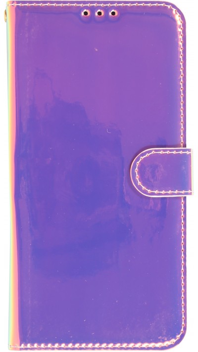 iPhone 14 Pro Max Case Hülle - Flip Glatt brilliant glänzend magische Farbe mit Schlaufe - Purple Sunset