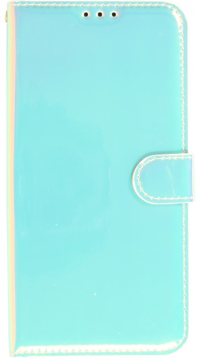 iPhone 14 Pro Max Case Hülle - Flip Glatt brilliant glänzend magische Farbe mit Schlaufe - Blue Lagoon