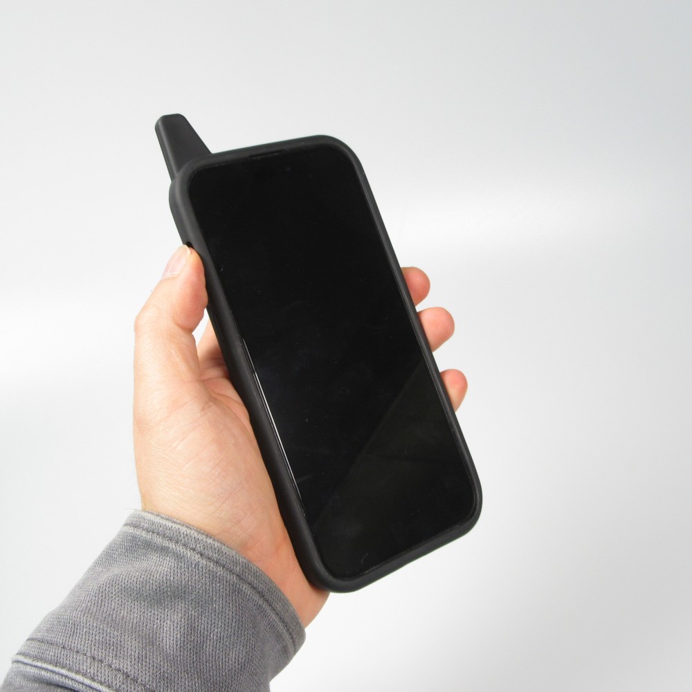iPhone 14 Pro Case Hülle - Lustige Spass Hülle 3D Retro Nokia Phone mit Spiegel - Schwarz