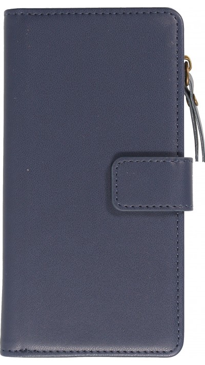 iPhone 15 Case Hülle - Brieftaschen-Hülle luxuriös und raffiniert mit Magnet Verschluss & Münz- und Kartenfach  - Blau