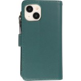 iPhone 15 Case Hülle - Brieftaschen-Hülle luxuriös und raffiniert mit Magnet Verschluss & Münz- und Kartenfach  - Grün