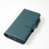 iPhone 15 Case Hülle - Brieftaschen-Hülle luxuriös und raffiniert mit Magnet Verschluss & Münz- und Kartenfach  - Grün