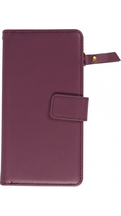 iPhone 15 Case Hülle - Brieftaschen-Hülle luxuriös und raffiniert mit Magnet Verschluss & Münz- und Kartenfach - Dunkelviolett