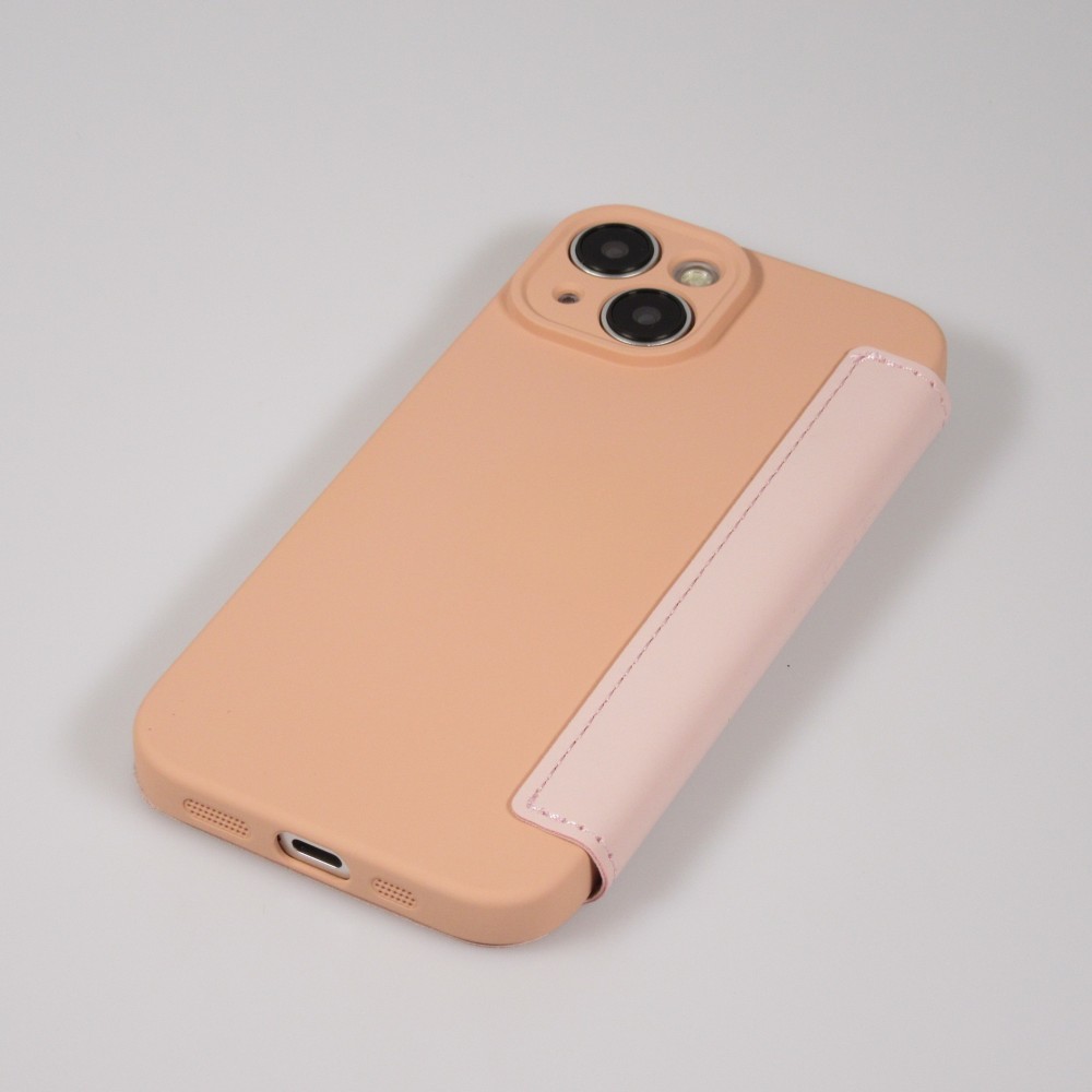 iPhone 15 Case Hülle - Flip weiches Silikon mit matt glatter Oberfläche - Beige
