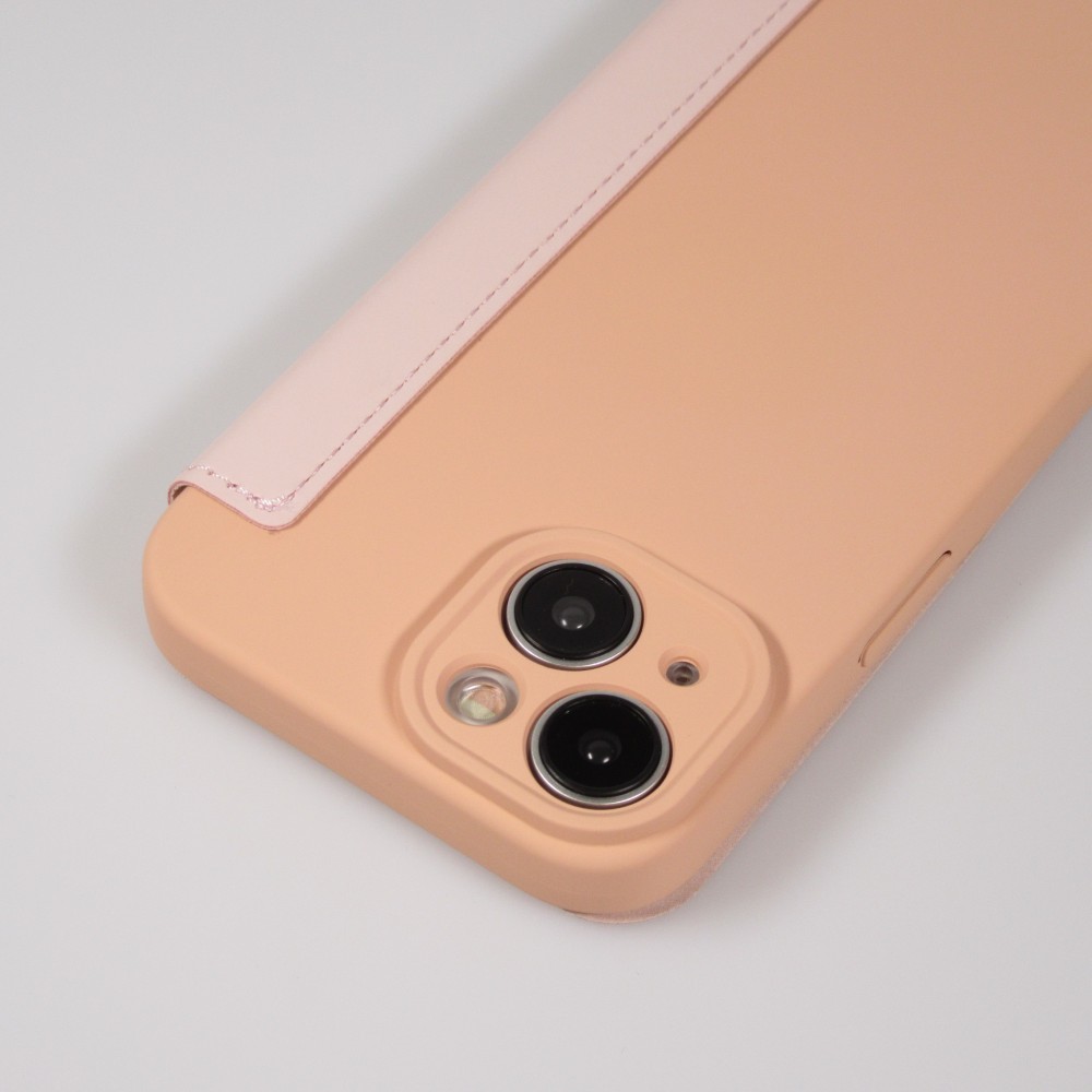 iPhone 15 Case Hülle - Flip weiches Silikon mit matt glatter Oberfläche - Beige