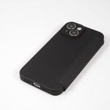 iPhone 15 Case H&uuml;lle - Flip weiches Silikon mit matt glatter Oberfl&auml;che - Schwarz