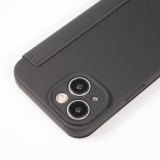 iPhone 15 Case H&uuml;lle - Flip weiches Silikon mit matt glatter Oberfl&auml;che - Schwarz