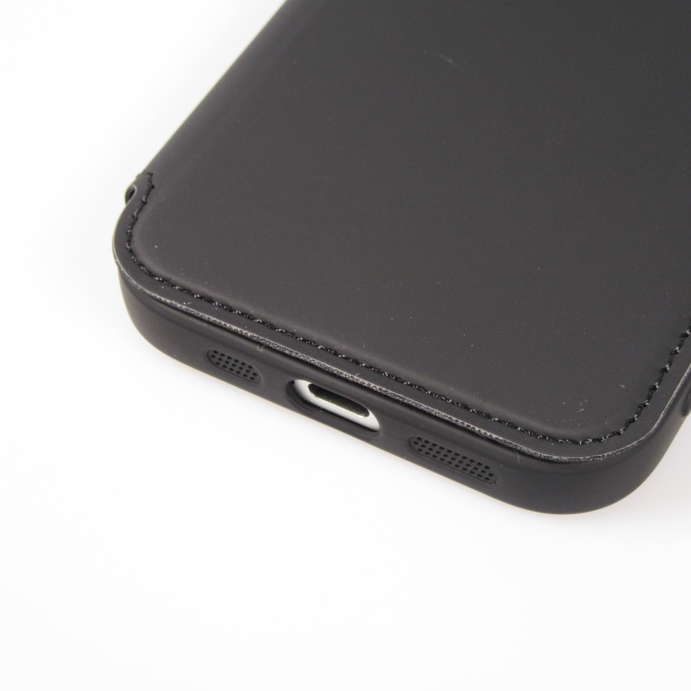 iPhone 15 Case H&uuml;lle - Flip weiches Silikon mit matt glatter Oberfl&auml;che - Schwarz