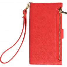 iPhone 15 Pro Case Hülle - Flip Wallet aus veganem Leder mit Brieftasche und Magnetverschluss - Rot