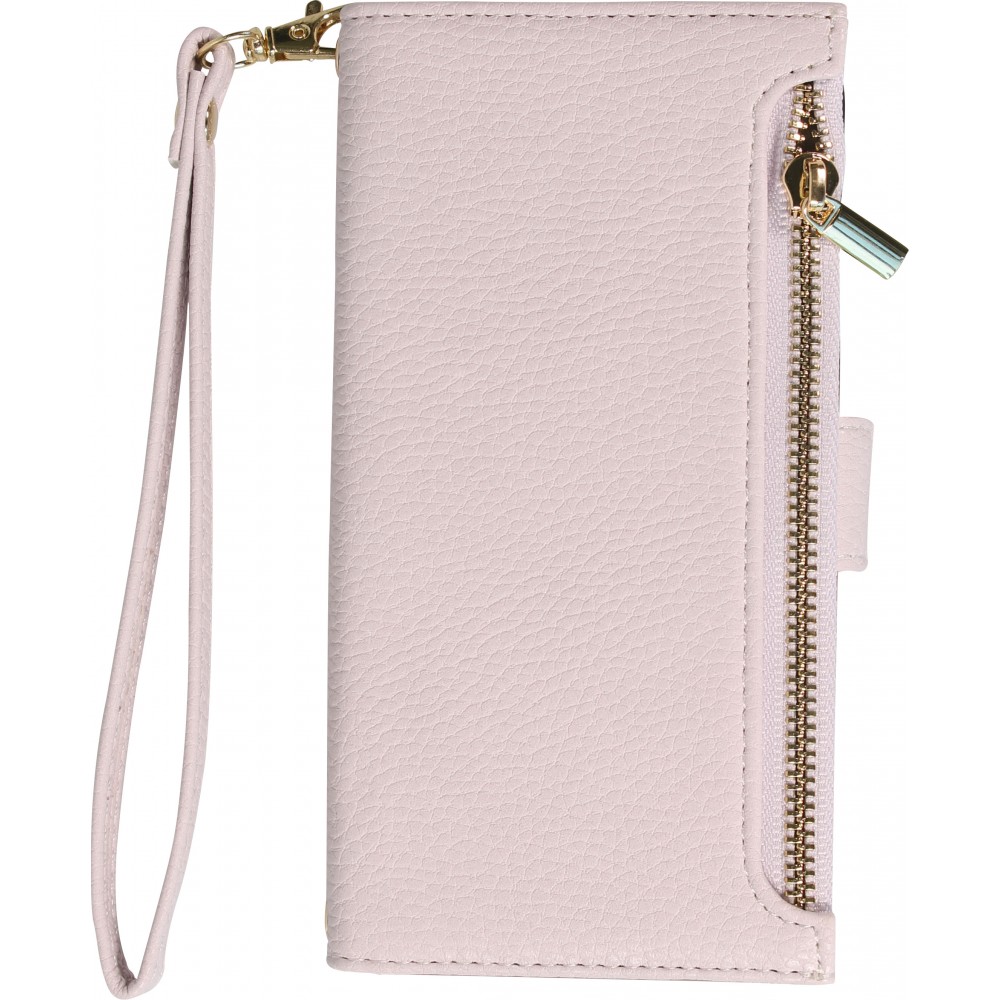 iPhone 15 Pro Case Hülle - Flip Wallet aus veganem Leder mit Brieftasche und Magnetverschluss - Violette