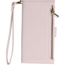 iPhone 15 Pro Case Hülle - Flip Wallet aus veganem Leder mit Brieftasche und Magnetverschluss - Violette