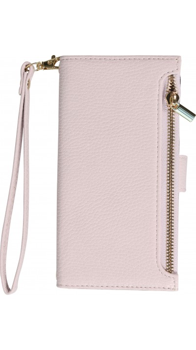 Fourre iPhone 15 Pro - Flip Wallet en cuir végétal avec portefeuille et fermeture magnétique - Violet