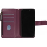 iPhone 15 Pro Max Case Hülle - Brieftaschen-Hülle luxuriös und raffiniert mit Magnet Verschluss & Münz- und Kartenfach - Dunkelviolett