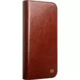 iPhone 16 Case Hülle - Qialino Flip Classic Wallet Echtleder - Braun