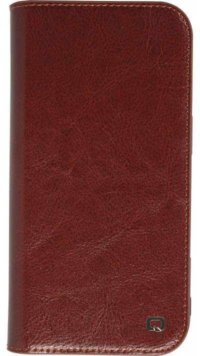iPhone 16 Plus Case Hülle - Qialino Flip Classic Wallet Echtleder - Braun