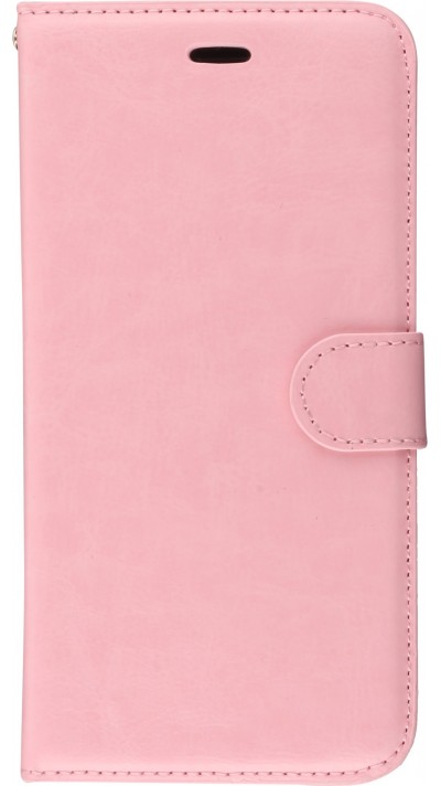 Hülle iPhone X / Xs - Premium Flip Leder Tasche - Hellrosa