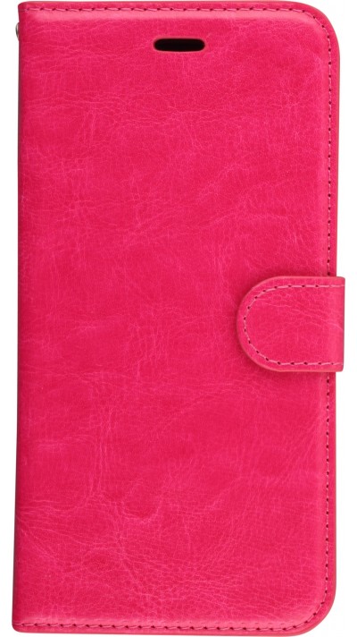Hülle iPhone X / Xs - Premium Flip Leder Tasche - Dunkelrosa