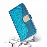 Hülle iPhone 7 / 8 / SE (2020, 2022) - Flip Croco Strass  blau
