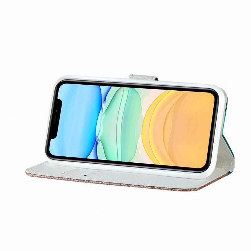 Hülle iPhone 7 / 8 / SE (2020, 2022) - Flip Croco Strass  blau