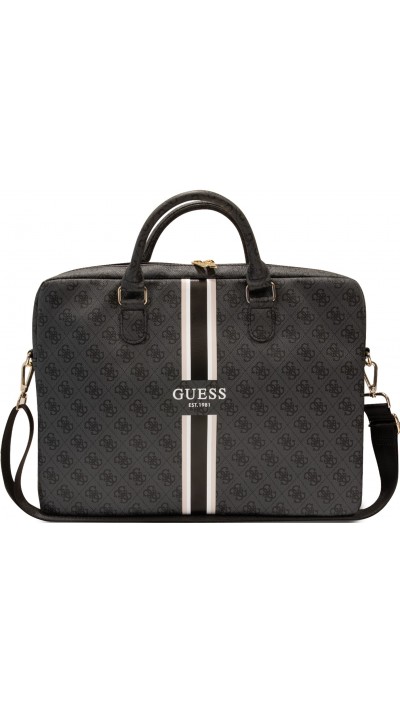 Guess logo stripes Dokumententasche für Computer, MacBook 13"/15"/16" mit Monogram Canvas - Grau/schwarz