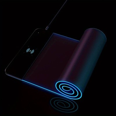 Professionelles LED Gaming Pad XXL (80 x 30cm) RGB mit Qi-Induktionsladefläche 10W - Schwarz